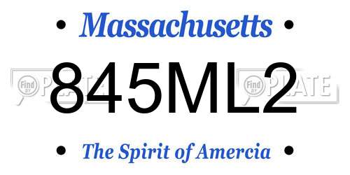 845ML2 Massachusetts License Plate