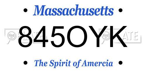 845OYK Massachusetts License Plate