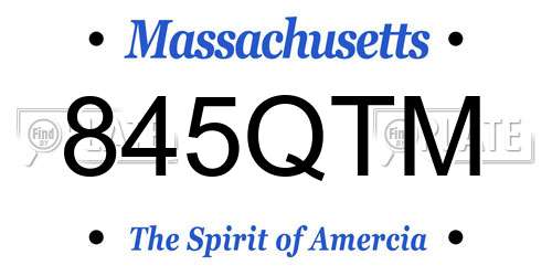 845QTM Massachusetts License Plate