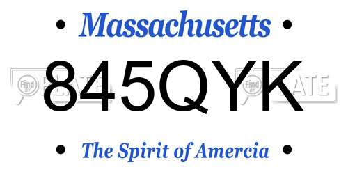 845QYK Massachusetts License Plate