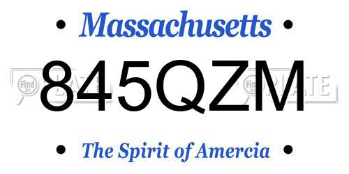 845QZM Massachusetts License Plate