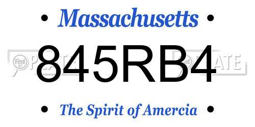 845RB4 Massachusetts License Plate