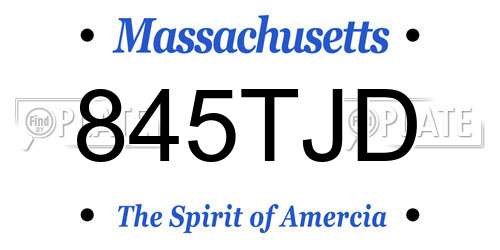 845TJD Massachusetts License Plate