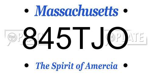 845TJO Massachusetts License Plate