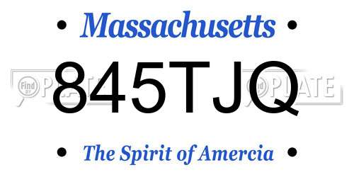 845TJQ Massachusetts License Plate