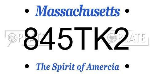 845TK2 Massachusetts License Plate