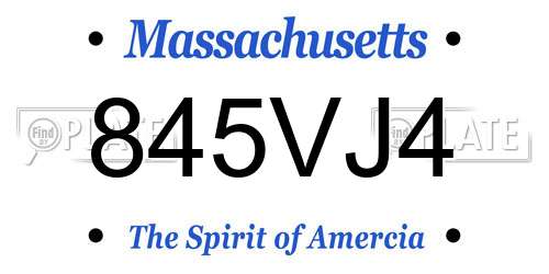 845VJ4 Massachusetts License Plate