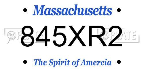 845XR2 Massachusetts License Plate