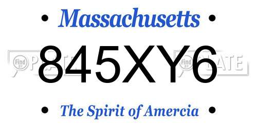 845XY6 Massachusetts License Plate