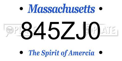 845ZJ0 Massachusetts License Plate