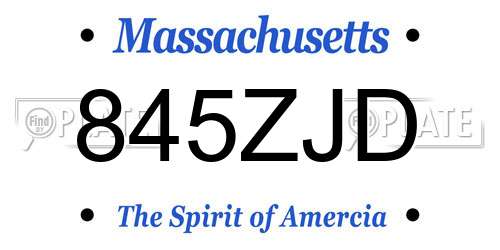 845ZJD Massachusetts License Plate