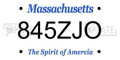 845ZJO Massachusetts License Plate
