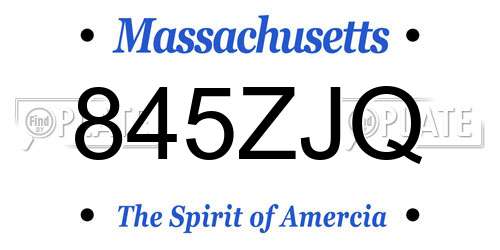 845ZJQ Massachusetts License Plate
