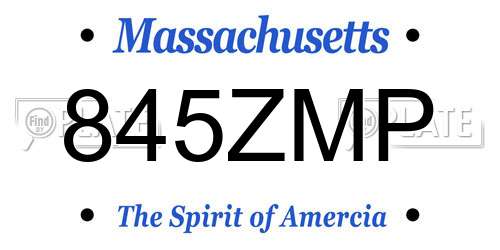 845ZMP Massachusetts License Plate