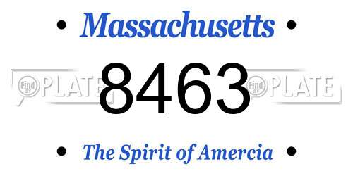 8463 Massachusetts License Plate