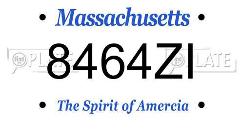 8464ZI Massachusetts License Plate