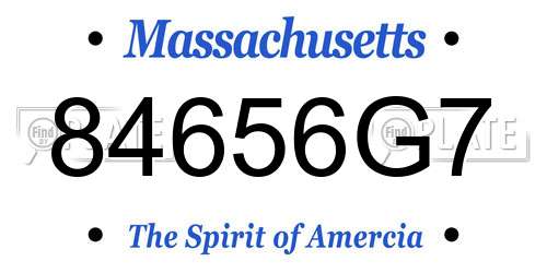 84656G7 Massachusetts License Plate