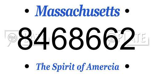 8468662 Massachusetts License Plate