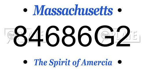 84686G2 Massachusetts License Plate