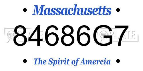 84686G7 Massachusetts License Plate