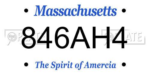 846AH4 Massachusetts License Plate