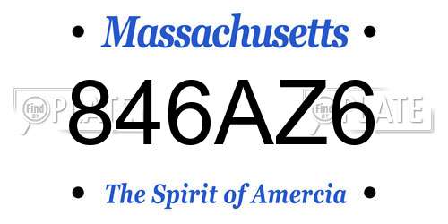 846AZ6 Massachusetts License Plate