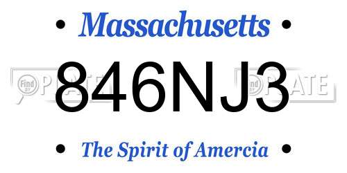 846NJ3 Massachusetts License Plate