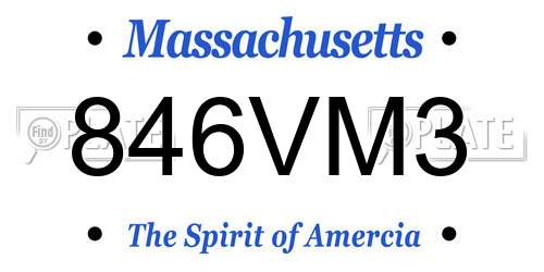 846VM3 Massachusetts License Plate