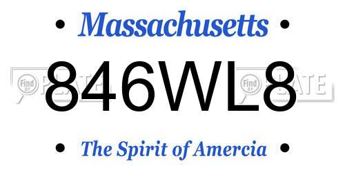 846WL8 Massachusetts License Plate