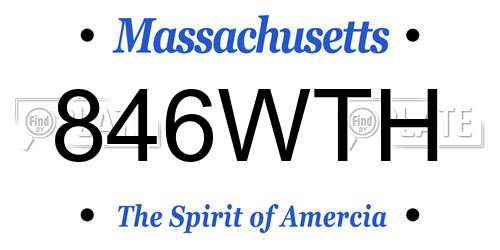 846WTH Massachusetts License Plate