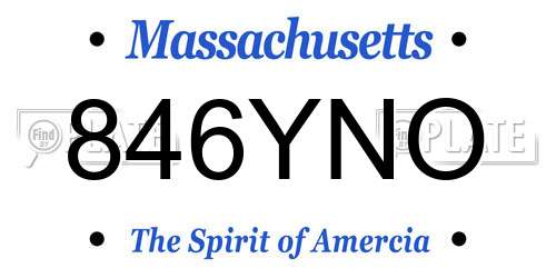 846YNO Massachusetts License Plate