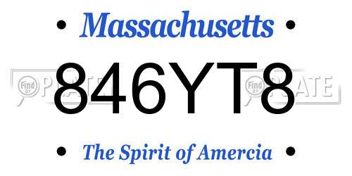 846YT8 Massachusetts License Plate