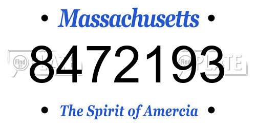 8472193 Massachusetts License Plate