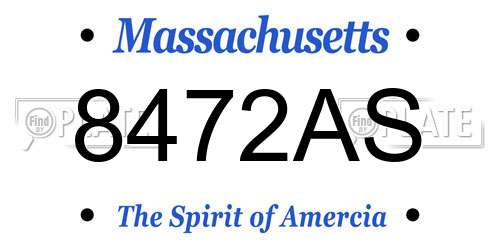 8472AS Massachusetts License Plate