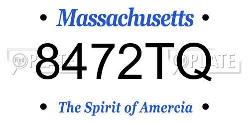 8472TQ Massachusetts License Plate