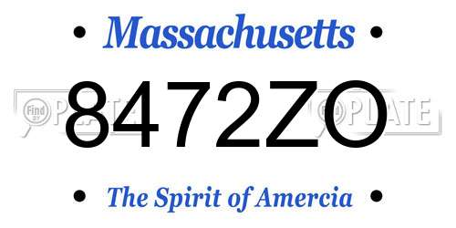 8472ZO Massachusetts License Plate