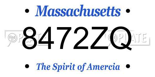 8472ZQ Massachusetts License Plate