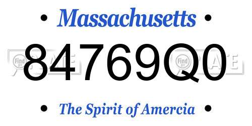 84769Q0 Massachusetts License Plate
