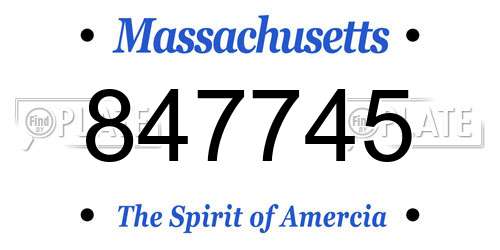 847745 Massachusetts License Plate