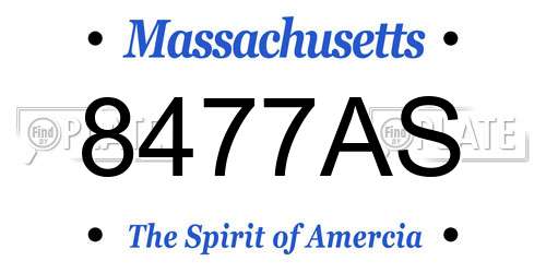 8477AS Massachusetts License Plate
