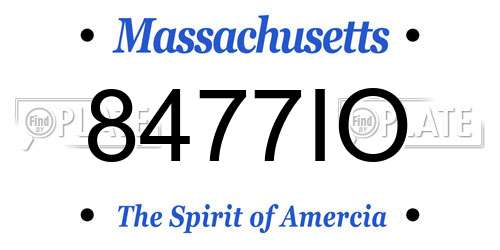 8477IO Massachusetts License Plate
