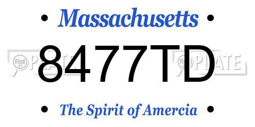 8477TD Massachusetts License Plate