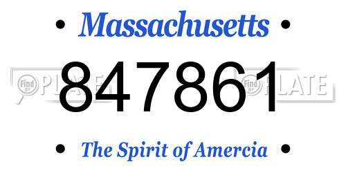 847861 Massachusetts License Plate