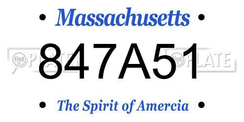 847A51 Massachusetts License Plate