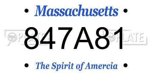 847A81 Massachusetts License Plate