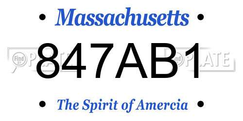 847AB1 Massachusetts License Plate