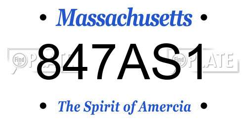 847AS1 Massachusetts License Plate