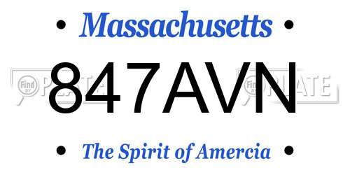 847AVN Massachusetts License Plate