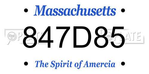847D85 Massachusetts License Plate