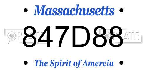 847D88 Massachusetts License Plate